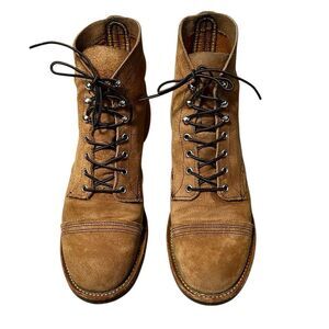 Red Wing Iron Ranger Hawthorne Muleskinner Roughout Suede Boots Tan Brown 10.5